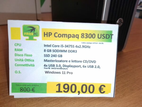 HP Compaq 8300 USDT con lettore DVD ricondizionato - immagine 6